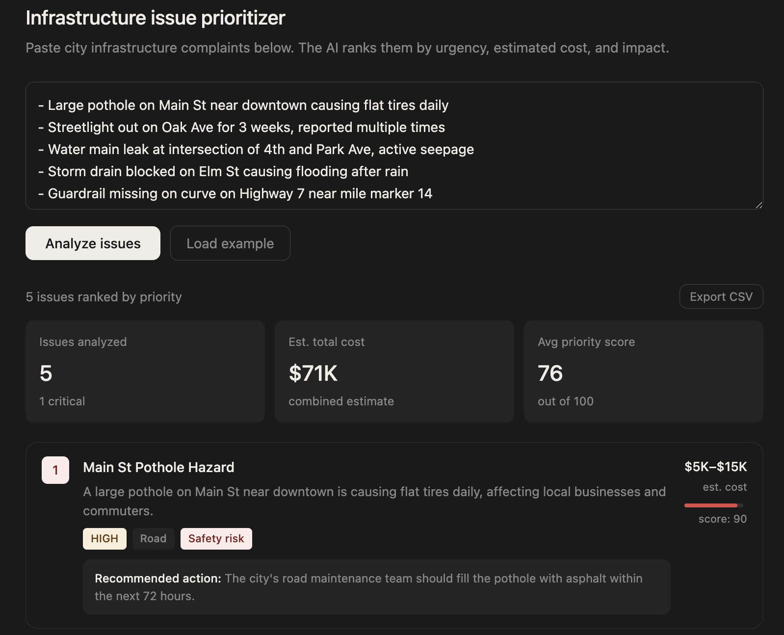 Infrastructure Issue Prioritizer preview